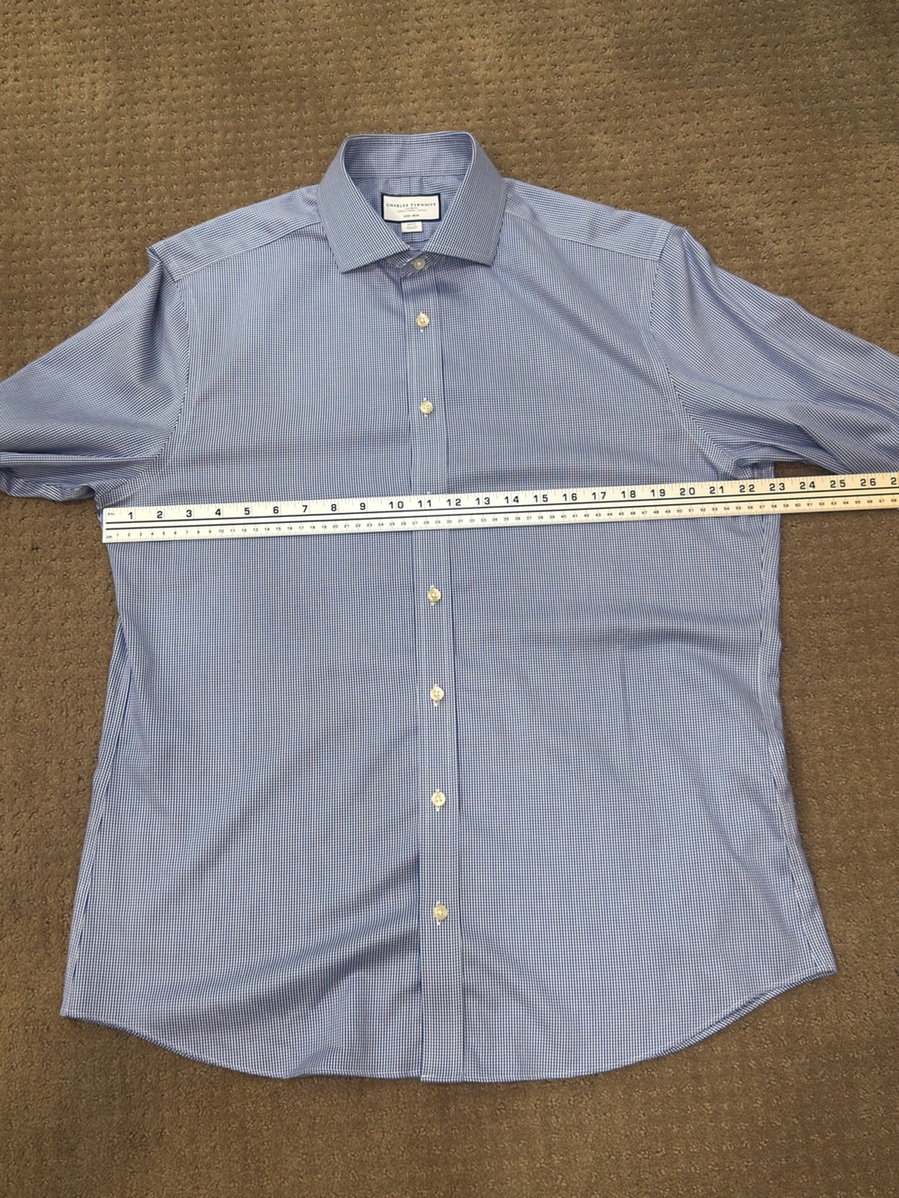 Charles Tyrwhitt Blue French Cuff Slim Fit Dress Shirt - Picture 6 of 10